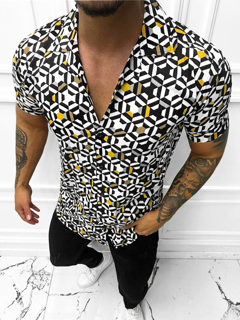 Chemise homme à manches courtes coloré OZONEE E/1400/137