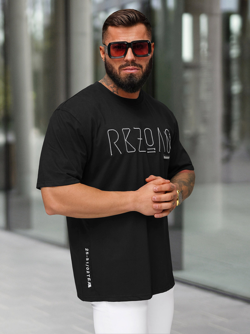 T-shirt Homme Noir OZONEE O/QQ1185