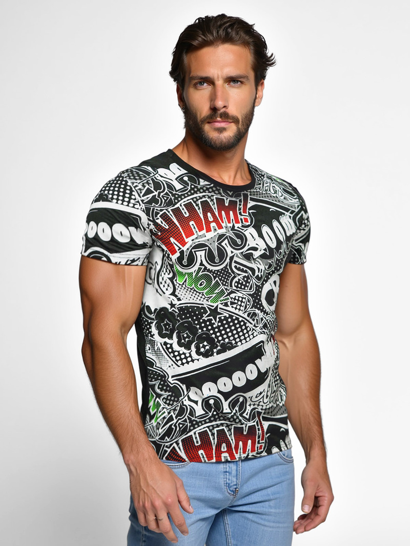 T-shirt Homme Noir OZONEE O/T137/3Z