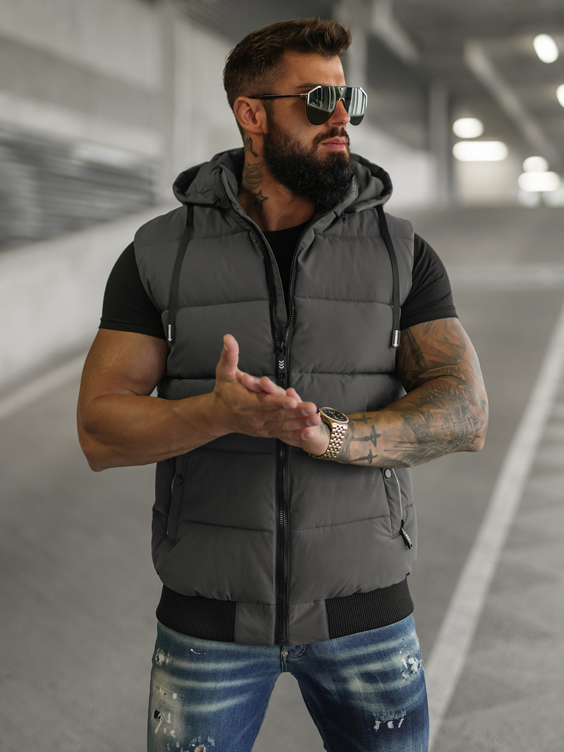 Veste sans manches homme gris foncé OZONEE JS/32M1780/105Z