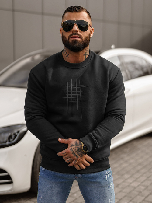 Sweatshirt Homme Noir OZONEE JS/8B1361/3