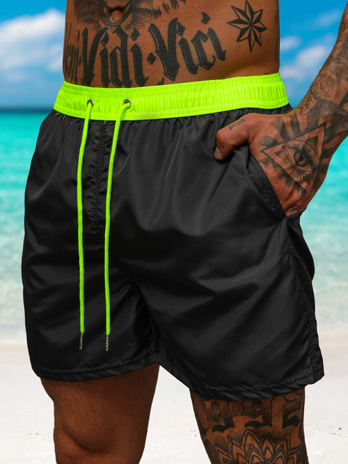 Short de bain homme noir/jaune OZONEE JS/17K561/5