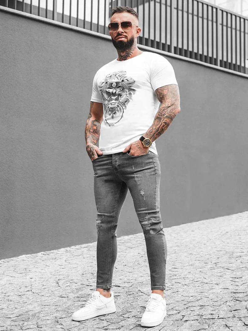 T-Shirt Homme Blanc OZONEE O/BL2262Z