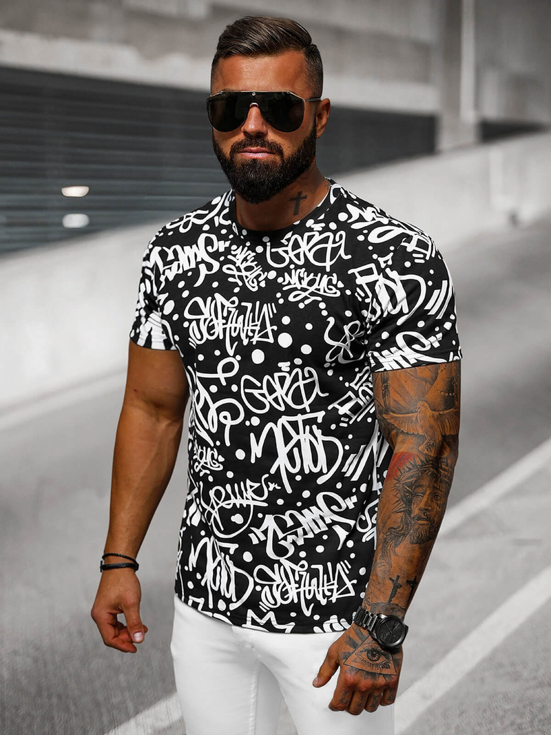 T-shirt Homme Noir OZONEE JS/8T1216/3