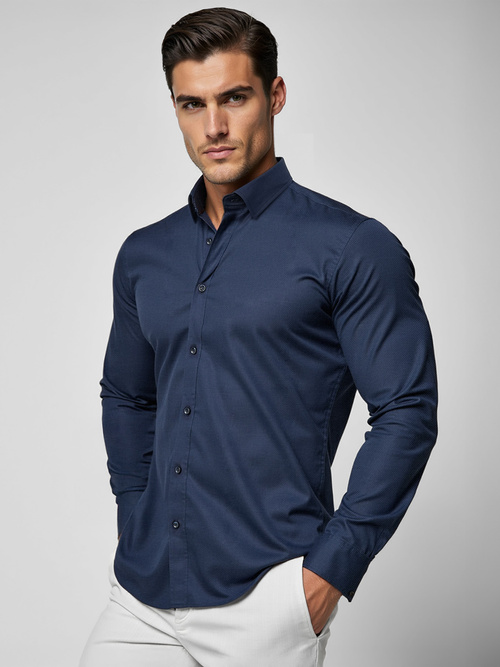 Chemise Homme Bleu Foncé OZONEE O/V139