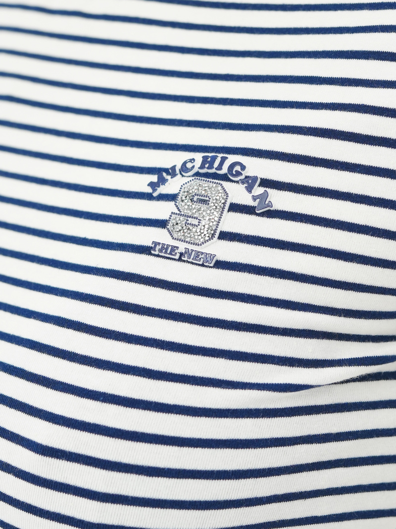 T-shirt femme blanc et marine OZONEE JS/R61604