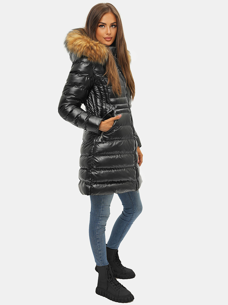 Veste Femme Noir et Marron OZONEE JS/M777/392B