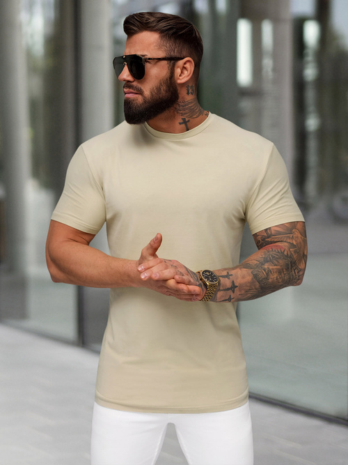T-shirt homme beige clair OZONEE NB/MT3001Z