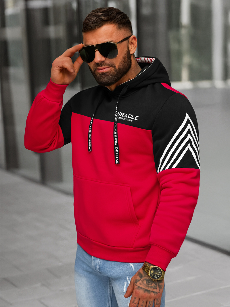 Sweatshirt à capuche homme rouge OZONEE O/TT30505