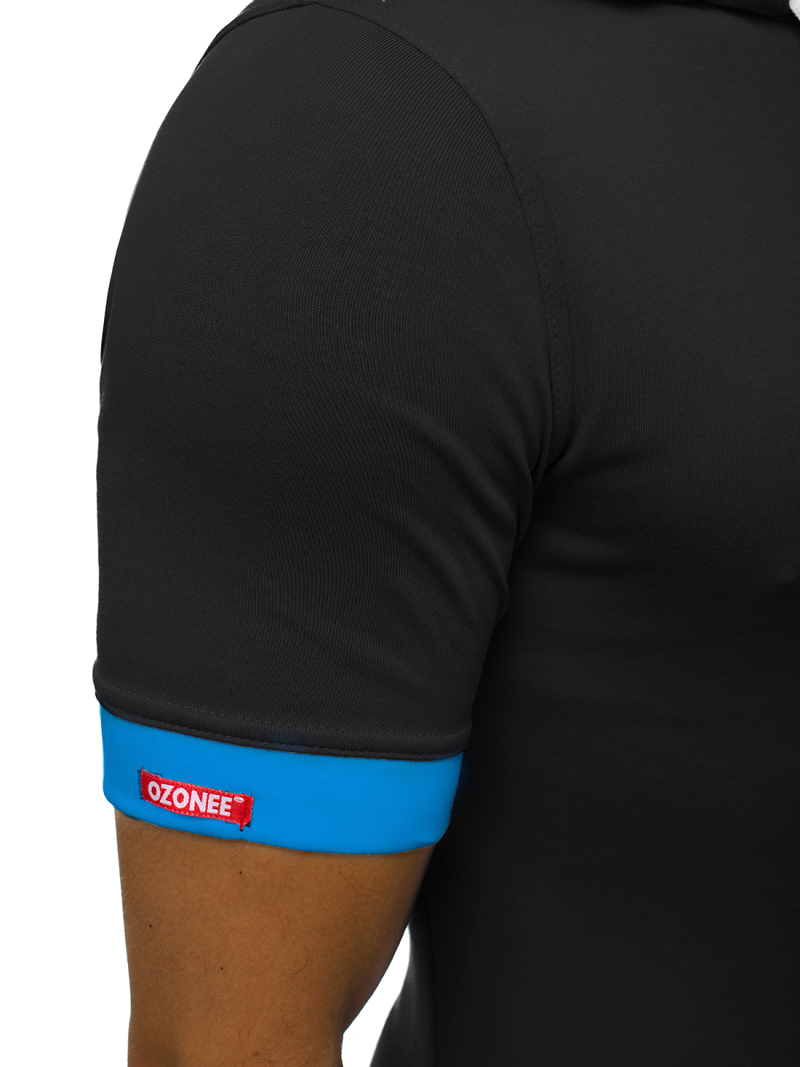 T-Shirt Homme Noir et bleu OZONEE O/1273Z