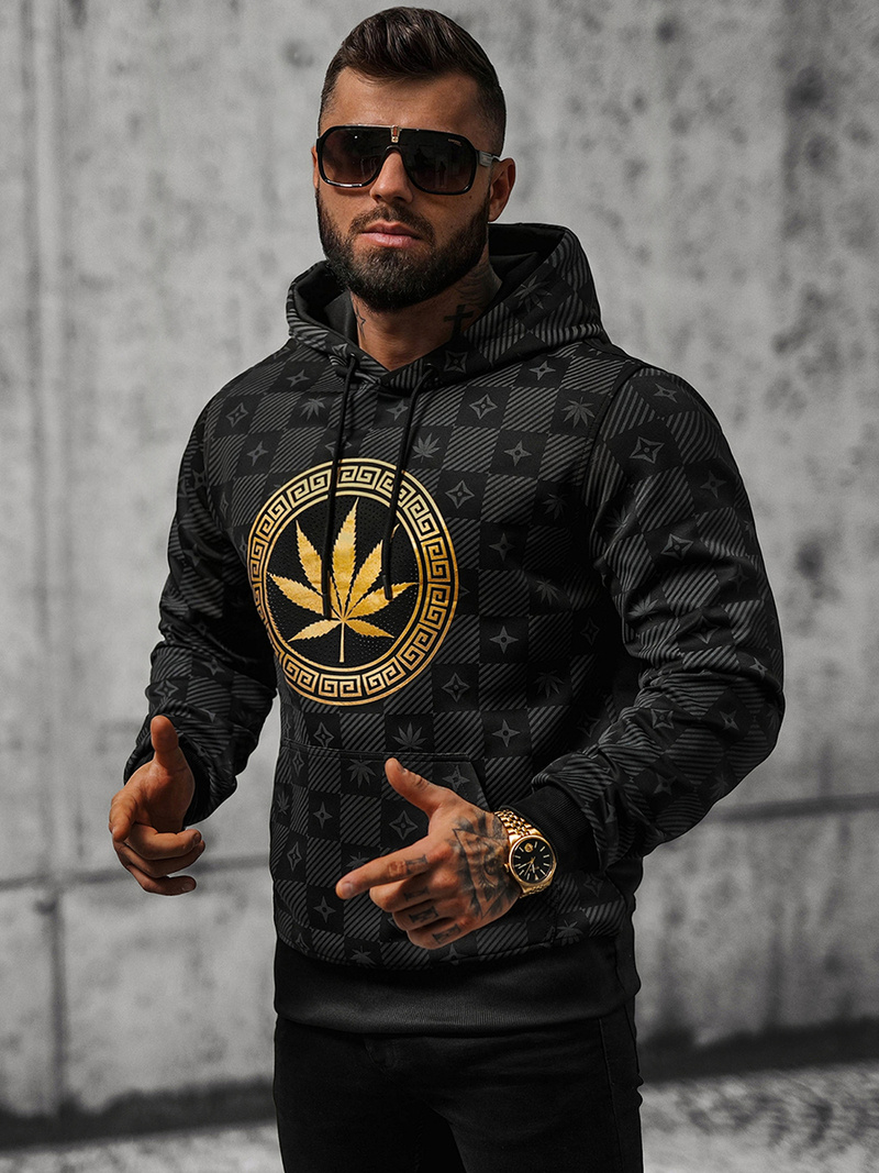 Sweatshirt à capuche homme noir OZONEE O/B265