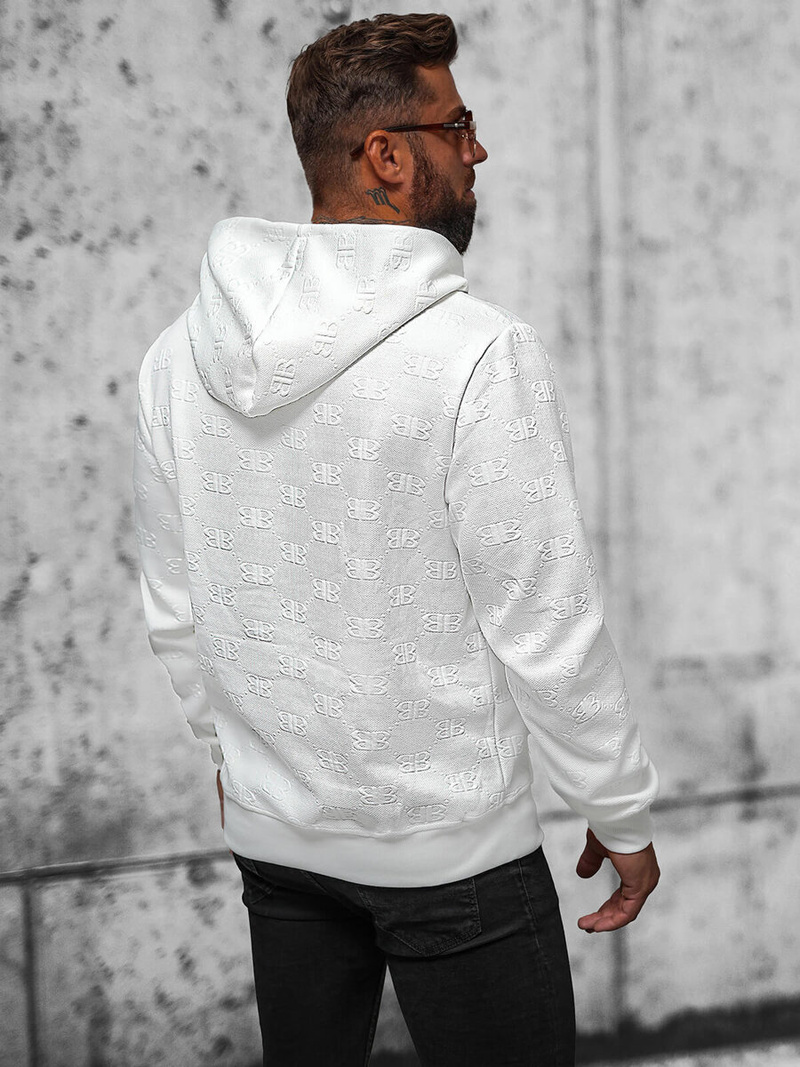 Sweatshirt à capuche homme blanc OZONEE JS/3B566
