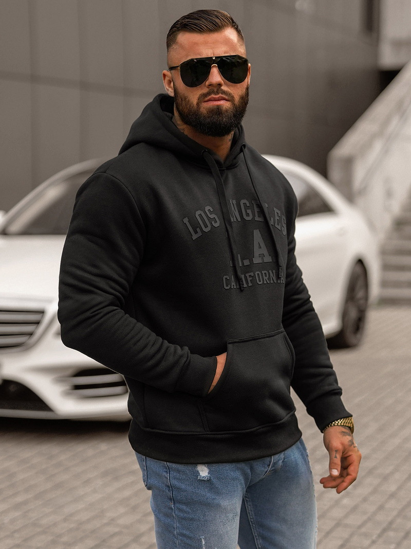 Sweatshirt à capuche homme noir OZONEE JS/8B1356/3