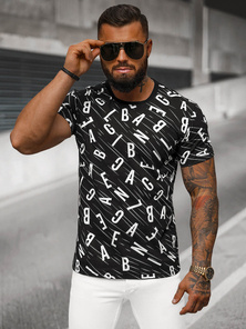 T-shirt Homme Noir OZONEE JS/8T1196/3