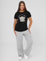 T-shirt femme noir OZONEE DJ77806