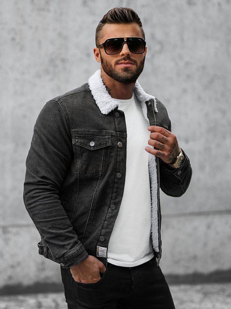 Veste en jean Homme noir OZONEE NB/MJ517NZ