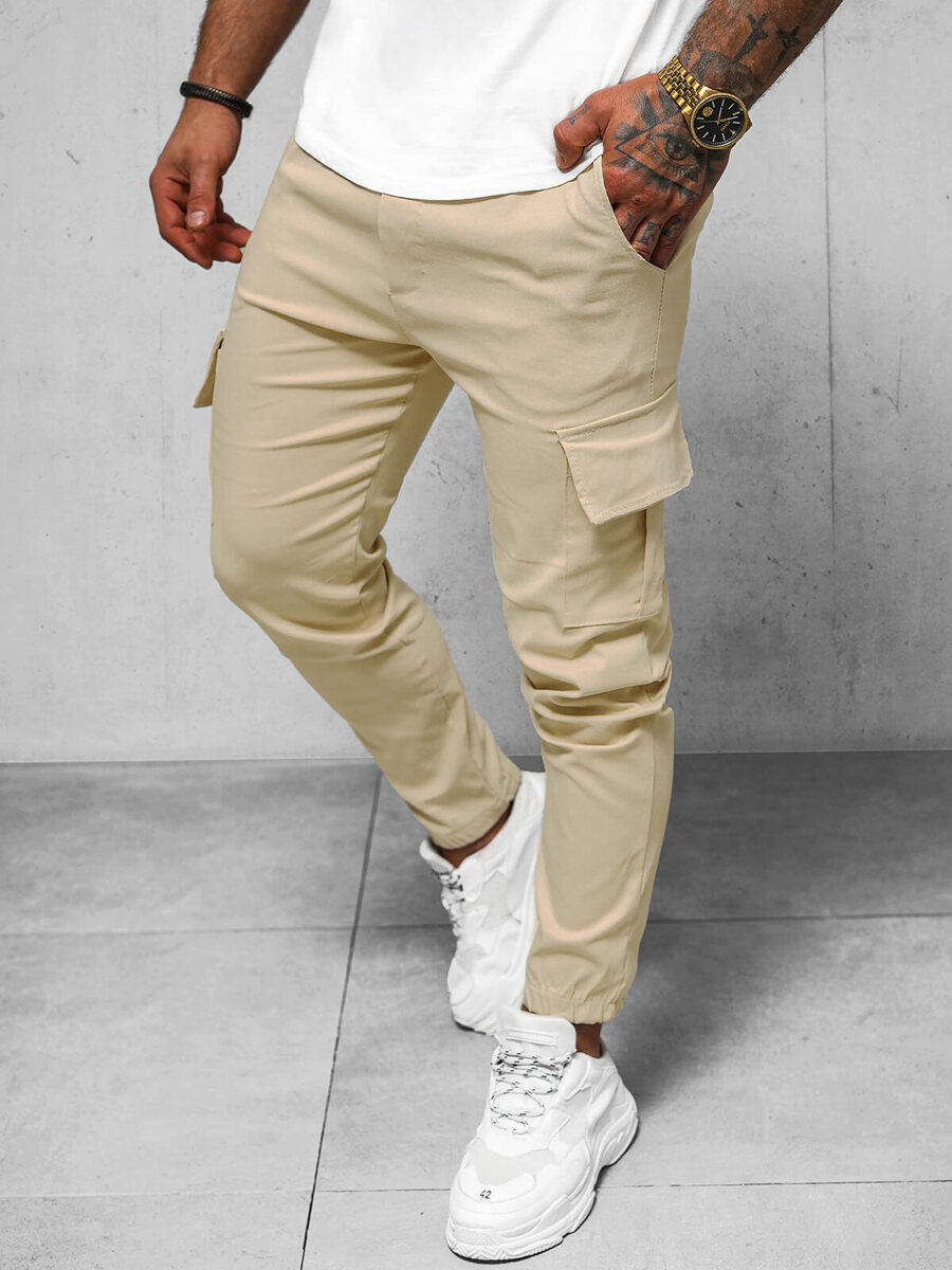 Pantalon chino beige homme best sale