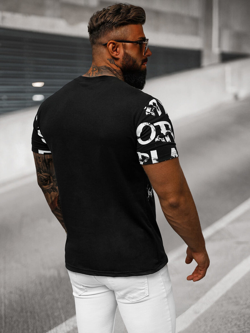 T-shirt Homme Noir OZONEE O/8T1280/3