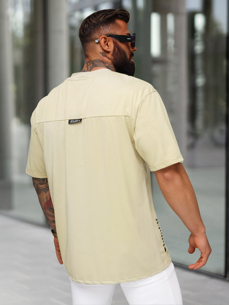 T-shirt Homme Beige OZONEE O/QQ1185