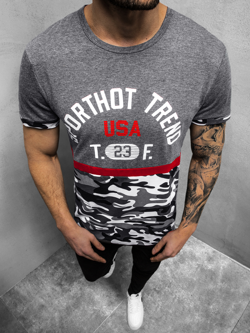 T-Shirt Homme Gris foncé OZONEE JS/SS10983Z