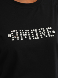 T-shirt Femme Noir et Argent OZONEE JS/YJ77716