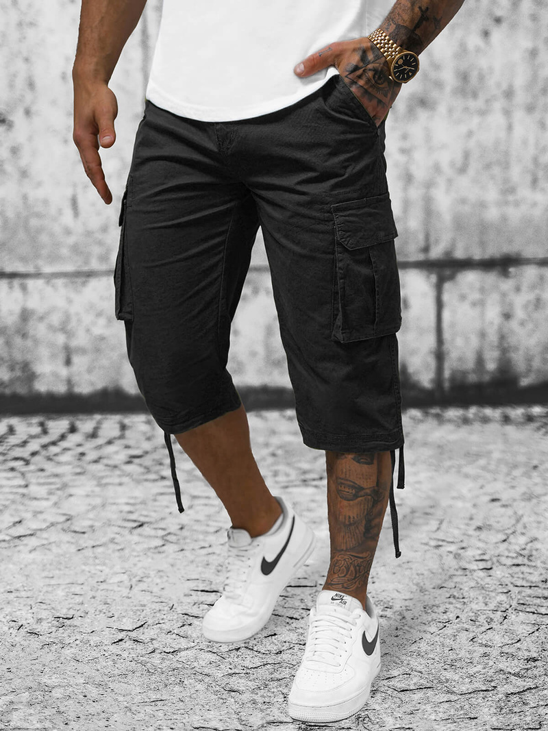 Short Chino Homme 3/4 Noir OZONEE T/XX160082/1