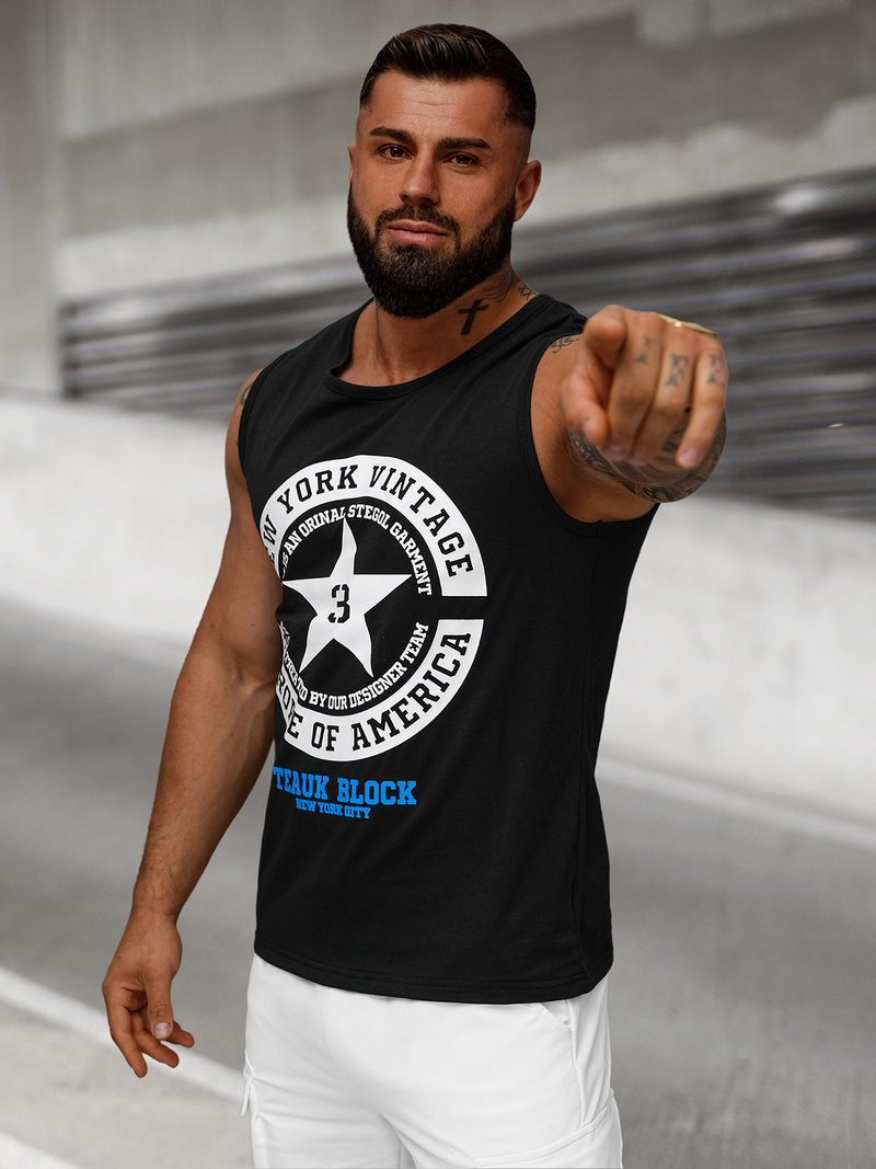 T-shirt Homme Noir OZONEE JS/8B1721/3Z