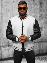 Veste en cuir homme blanc et noir OZONEE JS/11Z8068