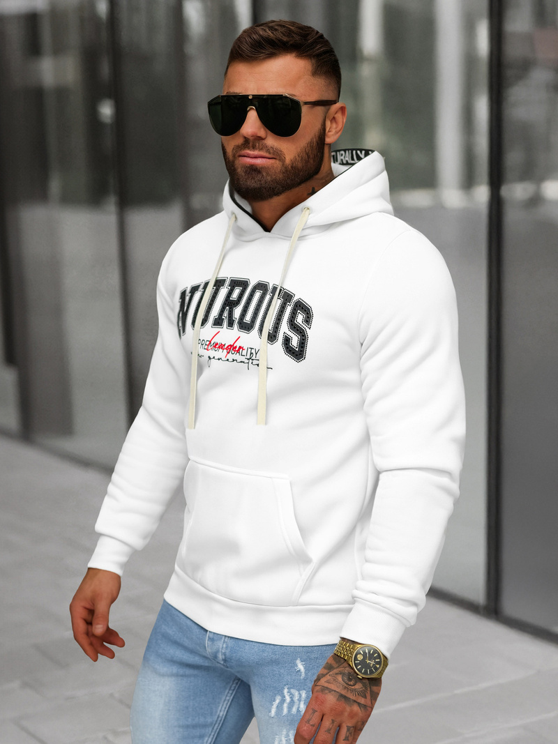 Sweatshirt à capuche homme blanc OZONEE O/TT30510