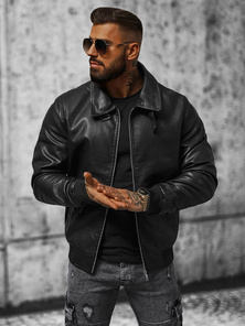 Veste en cuir homme Noir OZONEE JB/JP1178Z