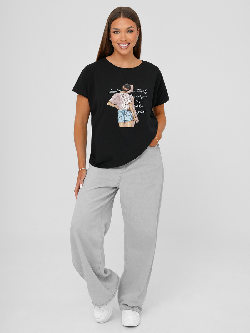 T-shirt femme noir OZONEE JS/95T2573/3