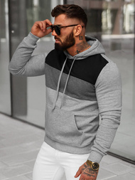 Sweatshirt à capuche homme gris OZONEE JS/8B1312/2