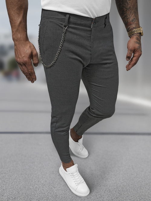 Pantalon Chino Homme Gris Foncé OZONEE DJ/3300