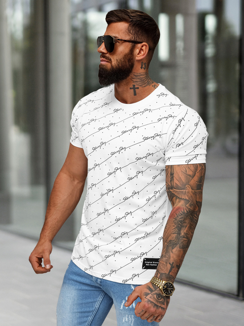 T-shirt Homme Blanc OZONEE O/QQ1323