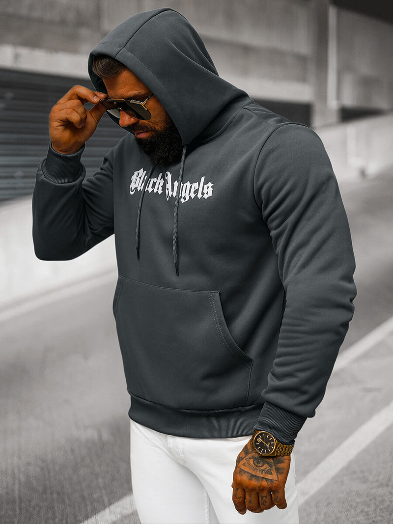 Sweatshirt à capuche homme gris foncé OZONEE JS/27B6509/5