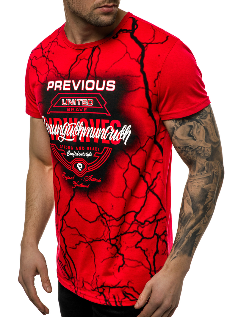 T-Shirt Homme Rouge OZONEE JS/SS10962