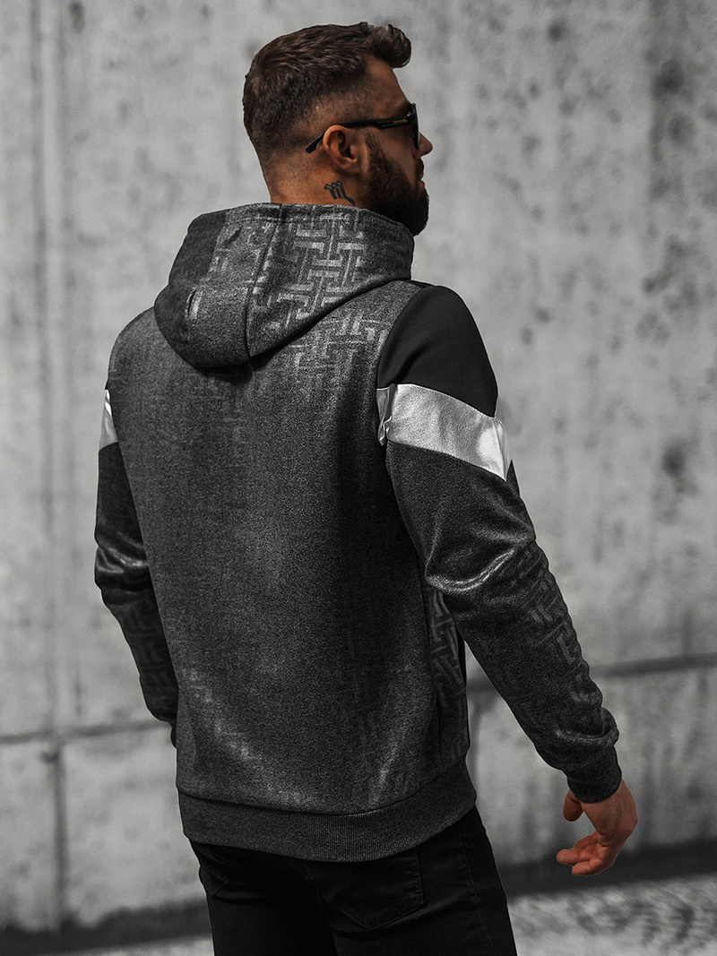 Sweatshirt à capuche homme gris foncé OZONEE O/3A77