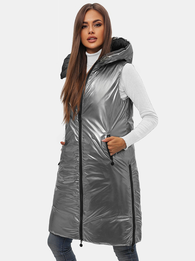 Gilet femme réversible noir et argent OZONEE O/H1121/61