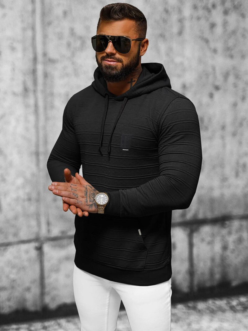 Sweatshirt à capuche homme noir OZONEE O/TB2272