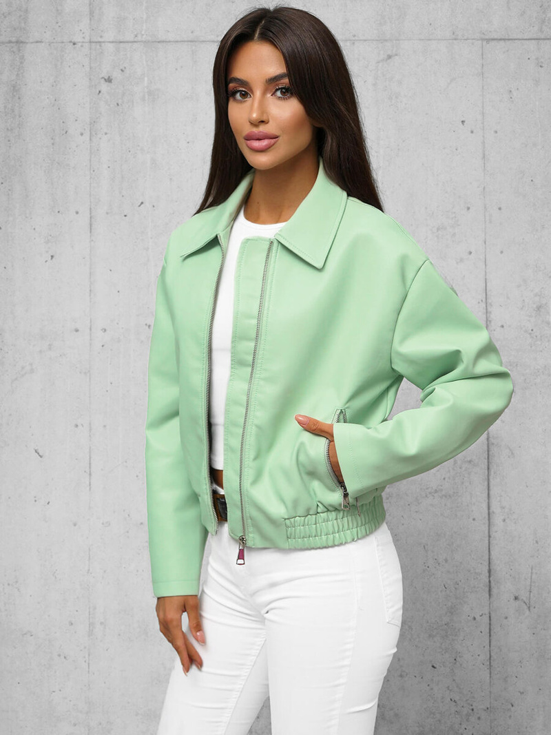 Veste en cuir femme menthe OZONEE O/G116Z
