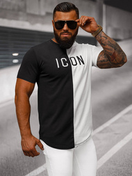 T-shirt homme noir et blanc OZONEE O/7776T