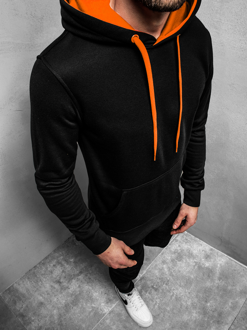 Sweatshirt Homme noir et orange OZONEE JS/2011Z