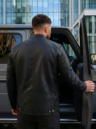 Veste en cuir homme Noir OZONEE JS/11Z8137