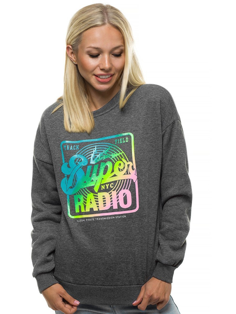 Sweat-shirt femme Gris foncé OZONEE JS/KSW1008