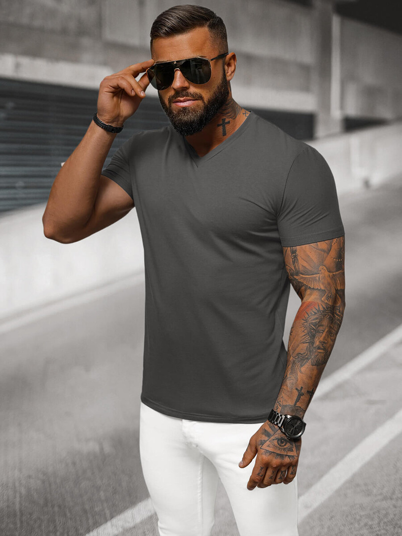 T-Shirt Homme Gris Foncé OZONEE NB/MT3099