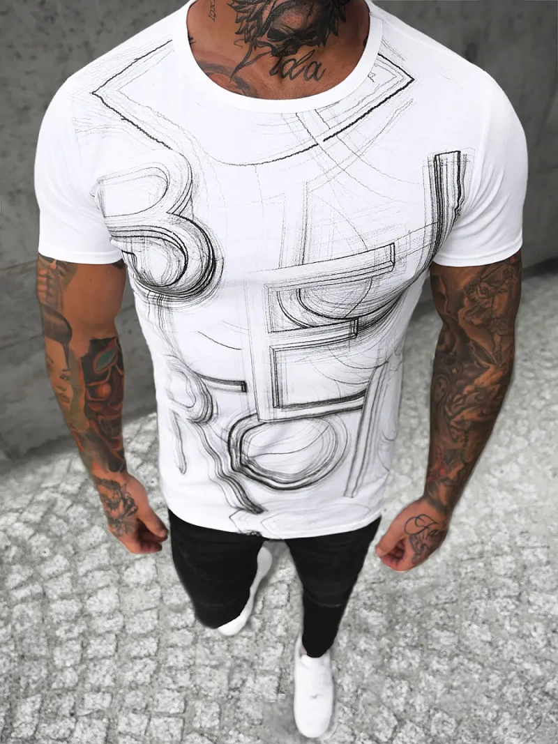 T-Shirt Homme Blanc OZONEE O/T132/1
