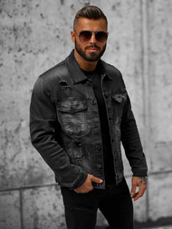 Veste en jean Homme noir OZONEE NB/MJ506NZ