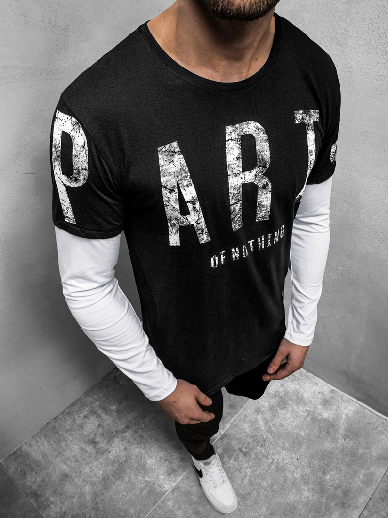 T-shirt à manches longues Homme Noir OZONEE O/1292Z