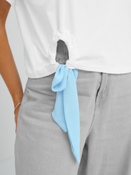 T-shirt femme blanc et bleu OZONEE JS/RJ77247