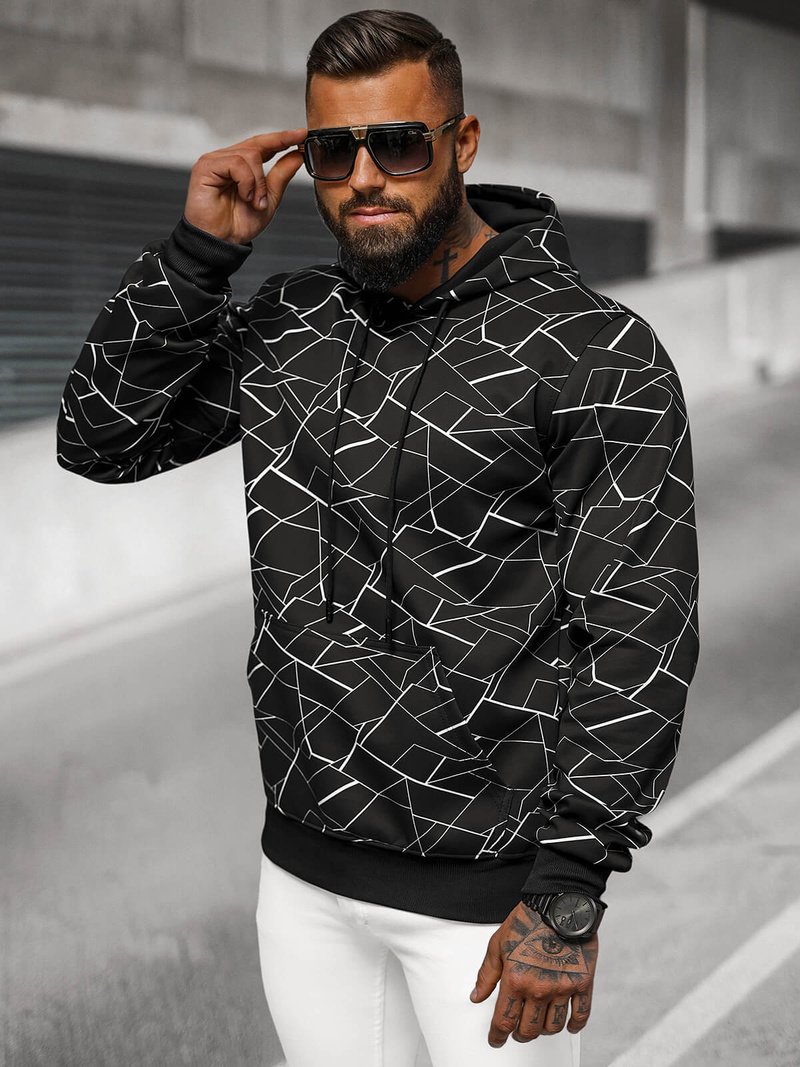Sweatshirt à capuche homme noir OZONEE JS/8B1235/3